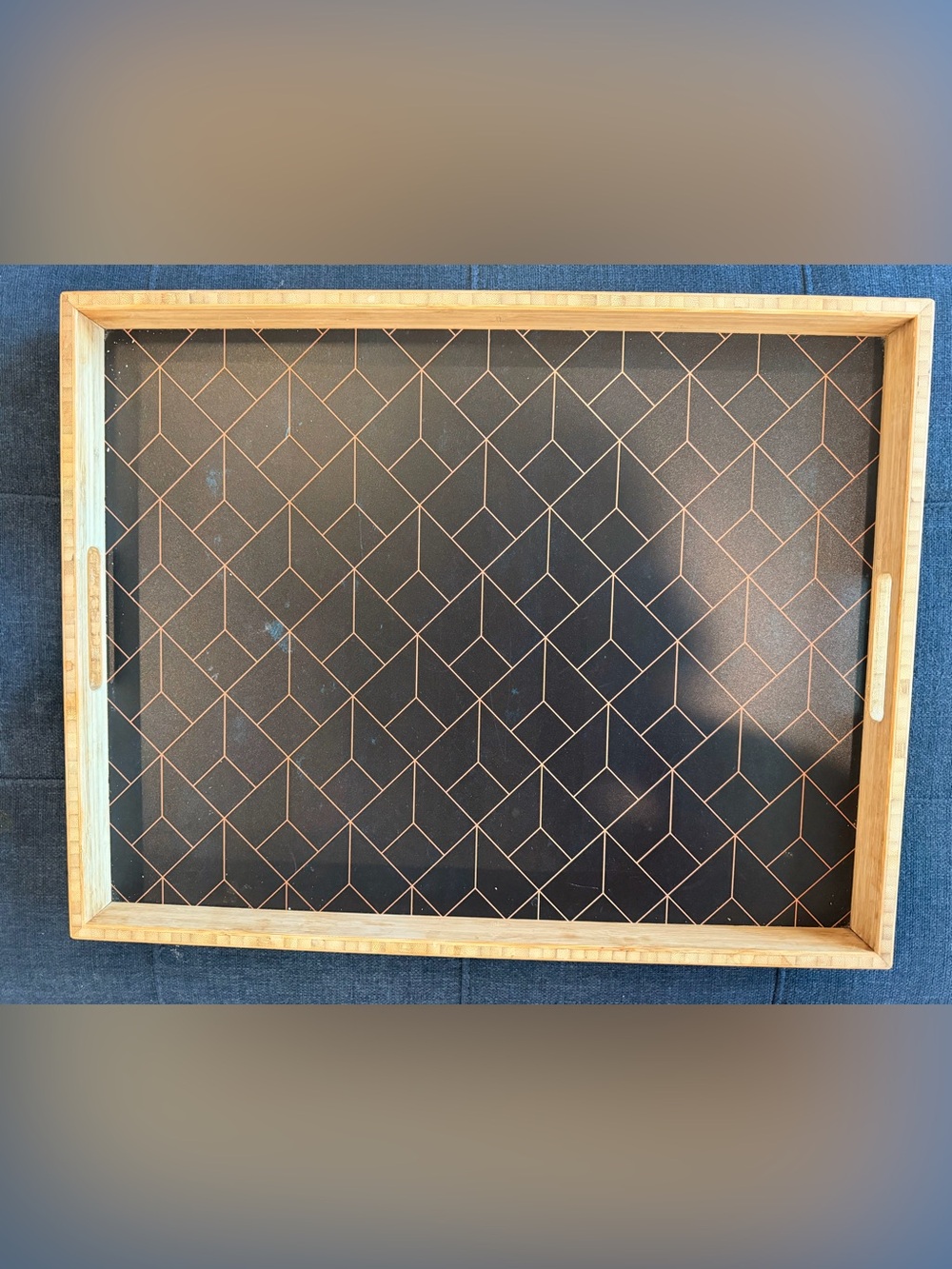 Society6 Art Deco Tray with Copper Geometric Lines